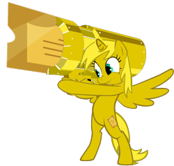 Size: 916x872 | Tagged: safe, artist:da0krager, derpibooru import, oc, oc only, oc:ticket, alicorn, pony, alicorn oc, cannon, cannon ponies, simple background, solo, transparent background