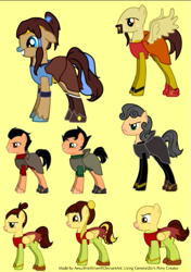 Size: 451x640 | Tagged: safe, artist:aesuithielsilver, pony creator, bolin, ikki, jinora, korra, lin bei fong, mako, meelo, ponified, tenzin, the legend of korra