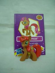 Size: 233x310 | Tagged: safe, derpibooru import, cherry spices, pony, blind bag, collector card, irl, official, photo, solo, toy