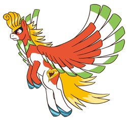 Size: 450x426 | Tagged: safe, artist:otakugal15, derpibooru import, pegasus, pony, ho-oh, legendary pokémon, pokémon, ponified, ponymon, simple background, solo, spread wings, transparent background, wings