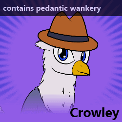 Size: 250x250 | Tagged: safe, derpibooru import, oc, oc only, griffon, crowley, spoilered image joke, text