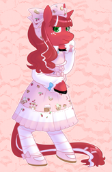 Size: 529x806 | Tagged: safe, artist:redintravenous, oc, oc only, oc:red ribbon, clothes, dress