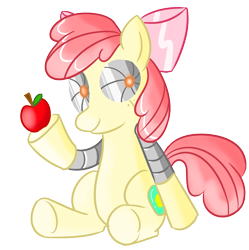 Size: 1117x1121 | Tagged: safe, artist:zanezandell, apple bloom, pony, robot, robot pony, apple, apple bloom bot