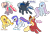 Size: 1024x692 | Tagged: safe, artist:sakuyamon, derpibooru import, chancellor puddinghead, clover the clever, commander hurricane, princess platinum, private pansy, smart cookie, earth pony, pegasus, pony, unicorn, female, founders of equestria, hat, male, mare, simple background, stallion, transparent background