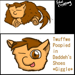 Size: 720x720 | Tagged: safe, artist:fillialcacophony, derpibooru import, fluffy pony, troll, fluffy pony original art, sleeping, truffle