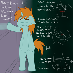 Size: 1050x1050 | Tagged: safe, artist:skoon, snips, crying, filly, male, trans girl, trans mare snips, transgender