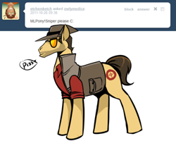 Size: 500x400 | Tagged: safe, artist:owlygem, ponified, sniper, team fortress 2, tumblr