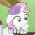 Size: 460x460 | Tagged: safe, derpibooru import, edit, edited screencap, screencap, sweetie belle, pony, unicorn, ponyville confidential, female, filly, horn, meme, solo, sudden clarity sweetie belle, sweetiepoo, text, two toned mane, white coat, wide eyes