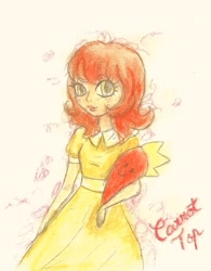 Size: 975x1247 | Tagged: safe, artist:cupofcyanide, derpibooru import, carrot top, golden harvest, carrot, clothes, dress, humanized