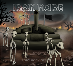 Size: 752x683 | Tagged: safe, artist:xxhazukixx, album cover, iron maiden, parody, simple background, text