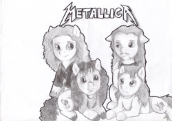 Size: 1065x750 | Tagged: safe, artist:richarz, metallica, ponified, simple background, sketch, text