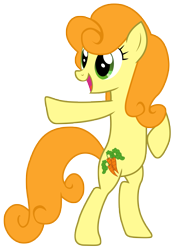 Size: 3545x5000 | Tagged: safe, artist:kooner-cz, derpibooru import, carrot top, golden harvest, earth pony, pony, absurd resolution, background pony, bipedal, female, mare, pointing, simple background, solo, transparent background