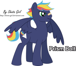 Size: 961x832 | Tagged: safe, artist:shinta-girl, oc, oc only, oc:prism bolt, pegasus, pony, kilalaverse, male, next generation, offspring, parent:rainbow dash, parent:soarin', parents:soarindash, simple background, solo, stallion, transparent background