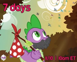 Size: 704x563 | Tagged: safe, derpibooru import, spike, dragon, season 3, beard, countdown, facial hair, hub logo, hubble, hype, official, the hub