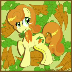 Size: 3000x3000 | Tagged: safe, artist:nommienom, derpibooru import, carrot top, golden harvest, carrot, cutie mark, mouth hold, solo