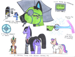 Size: 1620x1241 | Tagged: safe, artist:appletart-longshot, derpibooru import, oc, oc only, fallout equestria, broken steel, giant robot, krogoth, motor runner, traditional art