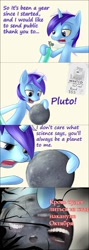 Size: 1002x2805 | Tagged: safe, artist:dazko, derpibooru import, minuette, pluto, ask doctor colgate, dialogue, russian