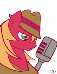 Size: 900x1165 | Tagged: dead source, safe, artist:gamebuddy123, derpibooru import, big macintosh, hat, microphone