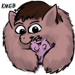 Size: 532x538 | Tagged: safe, artist:kmeb, fluffy pony, cute, fluffy pony original art, hugbox, runt