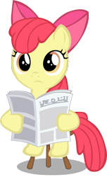 Size: 885x1460 | Tagged: safe, artist:rhubarb-leaf, apple bloom, newspaper, reading, simple background, transparent background, vector