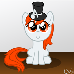 Size: 5000x5000 | Tagged: safe, artist:nyax, derpibooru import, oc, oc:karma, absurd resolution, female, filly, hat, ponified, reddit, sitting, top hat, vector