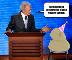 Size: 500x419 | Tagged: safe, derpibooru import, madame leflour, clint eastwood, conservatives, image macro, insanity