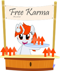 Size: 1024x1215 | Tagged: safe, artist:pinkiepi314, derpibooru import, oc, oc only, oc:karma, downvote, ponified, reddit, solo, upvote