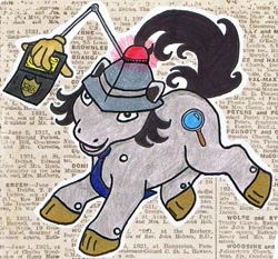 Size: 569x530 | Tagged: safe, artist:jlou-cherry, derpibooru import, g1, inspector gadget, ponified