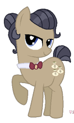 Size: 266x437 | Tagged: safe, artist:starryoak, artist:vixen-pix, derpibooru import, filthy rich, naughty bits, earth pony, pony, bowtie, female, lidded eyes, mare, raised hoof, rule 63, simple background, transparent background