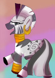 Size: 666x949 | Tagged: safe, artist:klondike, zecora, zebra, gradient background, solo