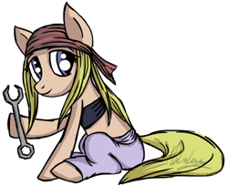 Size: 500x408 | Tagged: safe, artist:malizlewa, bandeau, fullmetal alchemist, ponified, winry rockbell