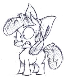 Size: 640x763 | Tagged: safe, artist:capnpea, derpibooru import, apple bloom, earth pony, pony, black and white, female, filly, grayscale, monochrome, traditional art