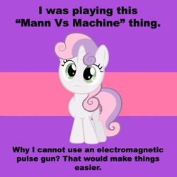 Size: 599x599 | Tagged: safe, sweetie belle, pony, unicorn, electromagnetic pulse, female, filly, solo, team fortress 2