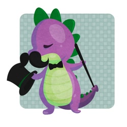 Size: 500x500 | Tagged: safe, artist:tinrobo, spike, dragon, bowtie, cane, hat, moustache, top hat