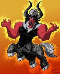 Size: 2000x2435 | Tagged: safe, artist:aleximusprime, lord tirek, fire, jumping, scary, solo