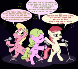 Size: 900x808 | Tagged: safe, artist:fadri, daisy, flower wishes, lily, lily valley, roseluck, flower trio, microphone, nat king cole, singing, song reference