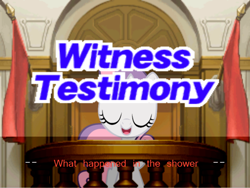 Size: 800x600 | Tagged: safe, derpibooru import, sweetie belle, ace attorney, courtroom, witness