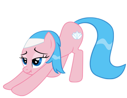 Size: 2415x1855 | Tagged: safe, artist:luckysmores, derpibooru import, aloe, pony, exploitable meme, female, iwtcird, mare, scrunchy face, simple background, solo, stretching, transparent background