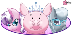 Size: 1000x505 | Tagged: safe, artist:clouddg, diamond tiara, silver spoon, pig, simple background, transparent background