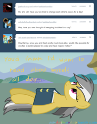 Size: 1280x1632 | Tagged: safe, artist:drumblastingquilava, derpibooru import, daring do, ask, askdashanddo, book, tumblr