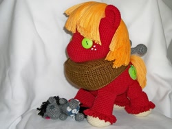 Size: 1024x768 | Tagged: safe, artist:masterplanner, derpibooru import, big macintosh, smarty pants, pony, amigurumi, crochet, irl, photo, plushie, solo