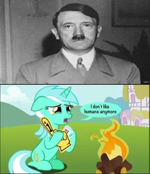 Size: 517x600 | Tagged: safe, derpibooru import, lyra heartstrings, adolf hitler, forced meme, i don't like humans anymore, meme, photo