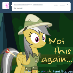 Size: 669x669 | Tagged: safe, artist:drumblastingquilava, derpibooru import, daring do, arrow, ask, askdashanddo, tumblr