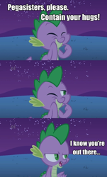 Size: 578x956 | Tagged: safe, derpibooru import, spike, dragon, hug, image macro, male, solo