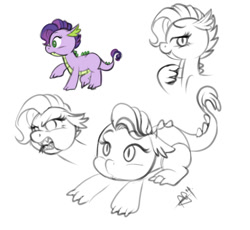 Size: 1200x1105 | Tagged: safe, artist:pia-sama, oc, oc only, dracony, hybrid, interspecies offspring, offspring, parent:rarity, parent:spike, parents:sparity, partial color, unnamed oc