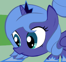 Size: 220x209 | Tagged: safe, derpibooru import, princess luna, alicorn, pony, bust, crown, female, filly, jewelry, reaction image, regalia, solo, woona, young