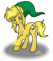 Size: 428x489 | Tagged: safe, artist:rannarbananar, derpibooru import, chicken, pony, blushing, glow, link, ponified, the legend of zelda, triforce