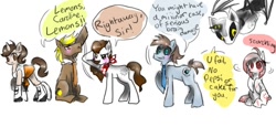 Size: 720x360 | Tagged: dead source, safe, artist:yuji8sushi, derpibooru import, pegasus, pony, robot, robot pony, unicorn, bandana, caroline, cave johnson, chell, glados, neckerchief, necktie, personality core, ponified, portal (valve), raised hoof, salute, turret, wheatley