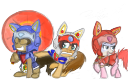 Size: 800x492 | Tagged: safe, artist:vonpony, derpibooru import, cute, guido anchovy, polly esther, ponified, samurai pizza cats, speedy cerviche