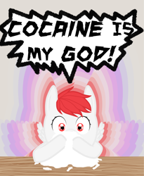 Size: 1376x1679 | Tagged: safe, artist:roidh, derpibooru import, cocaine, drugs, ponified, snowflame